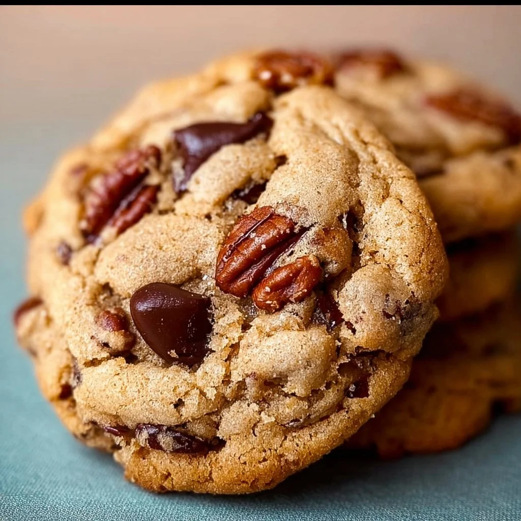 Delicious browned butter pecan chocolate chip cookies fresh out of the oven