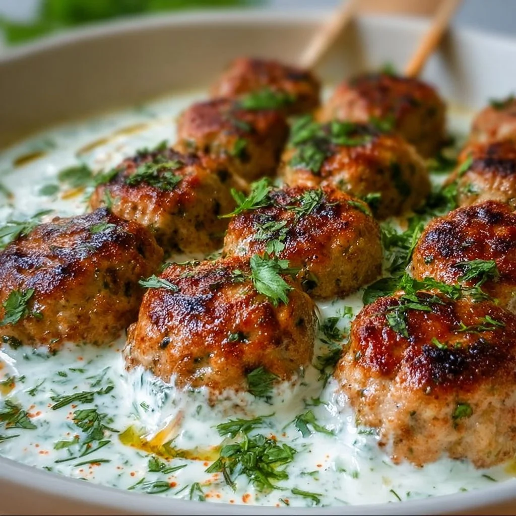 Chicken Kofta Garlic Yogurt Sauce