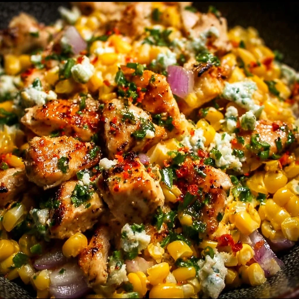 Delicious Chicken Street Corn Salad with vibrant ingredients on a plate