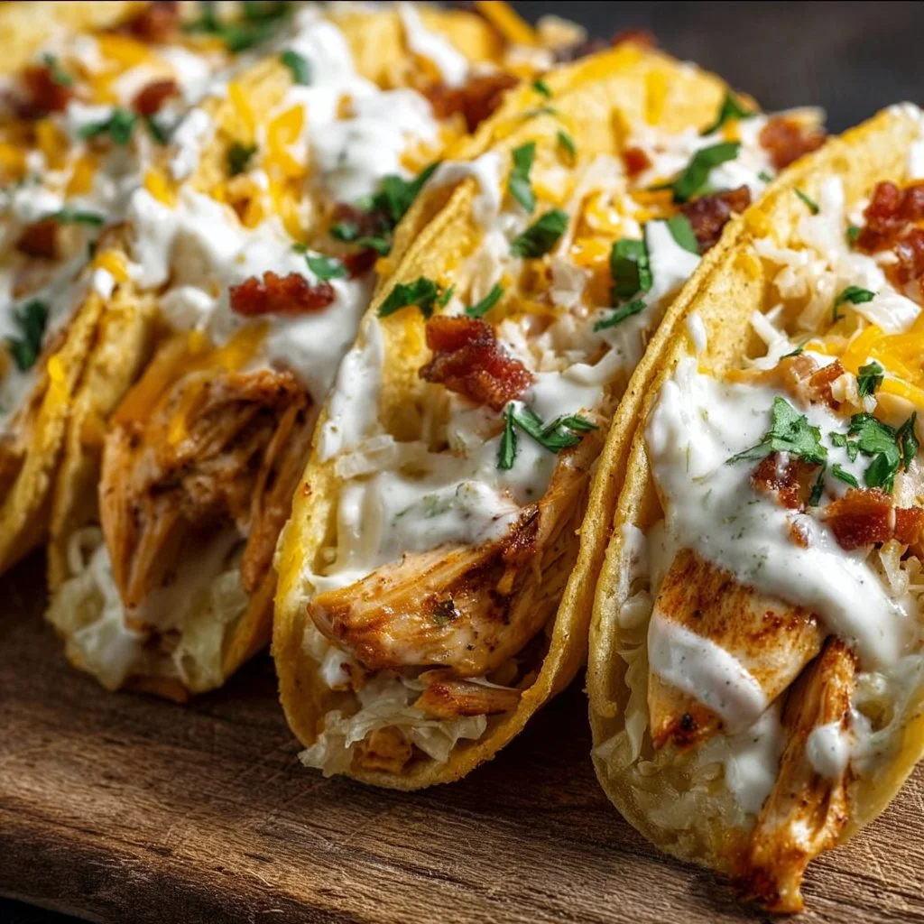 Creamy Cheddar Ranch Chicken Tacos