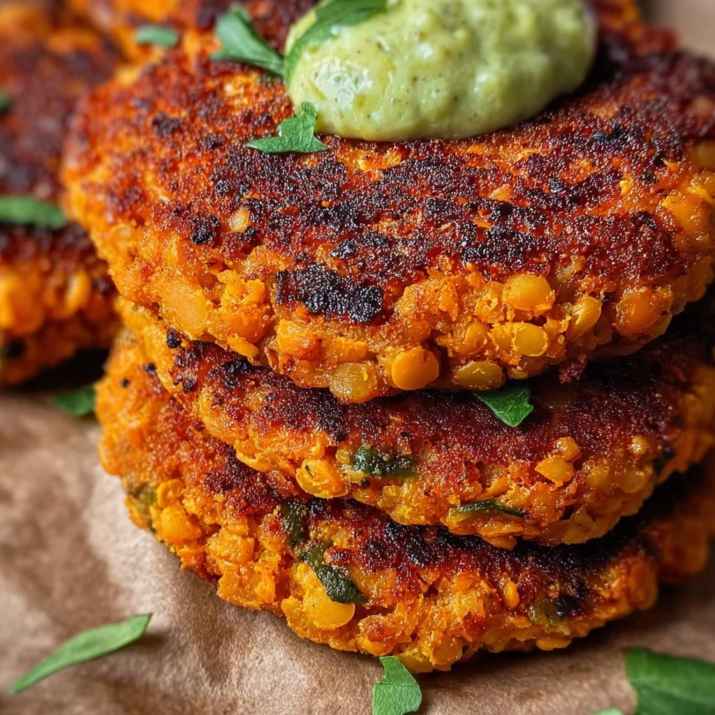 Crispy Sweet Potato and Red Lentil Patties