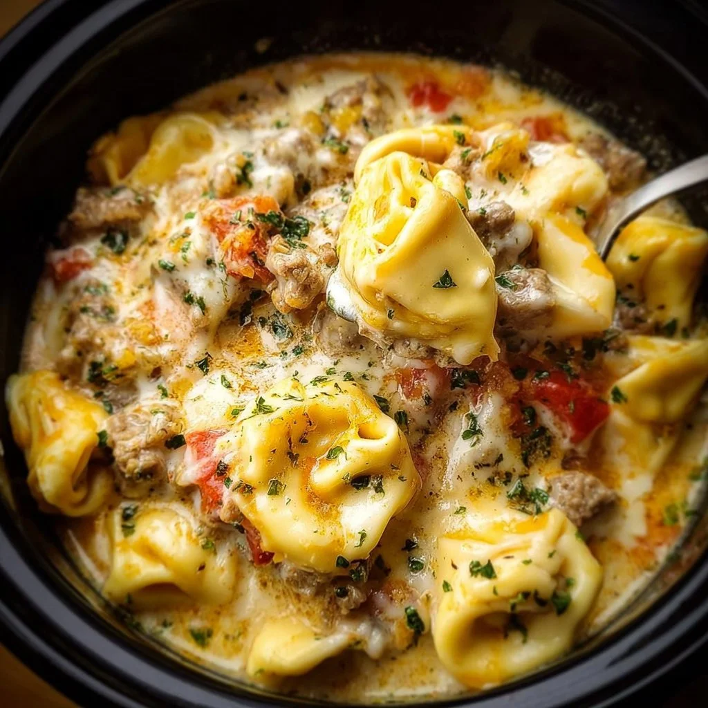 Crock Pot Cheesesteak Tortellini 3 Crock Pot Cheesesteak Tortellini dish served in a bowl