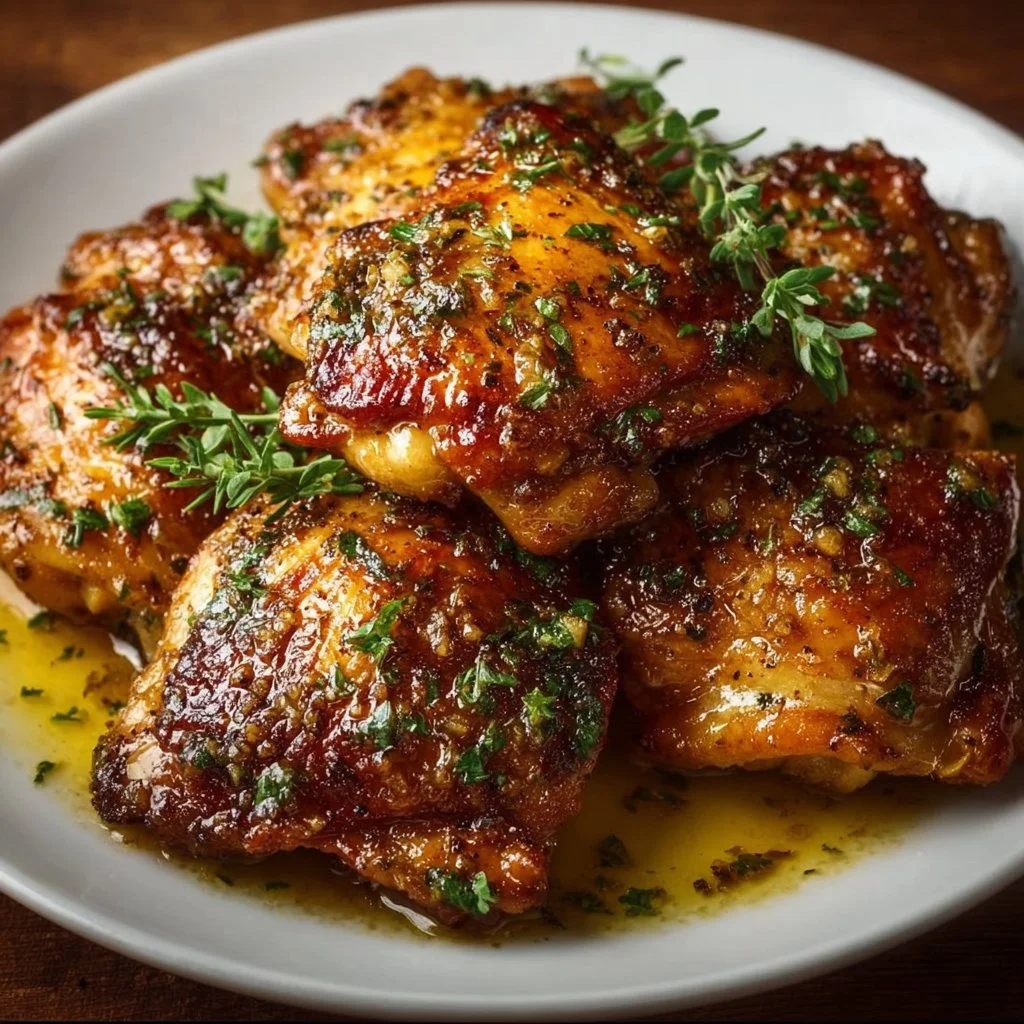 Deliciously cooked Crock Pot chicken thighs ready to serve