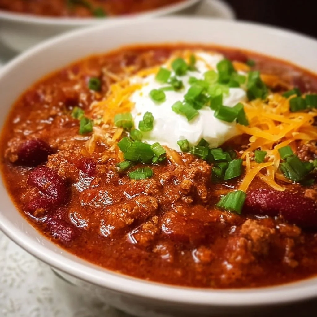 Delicious Crockpot Chili simmering in a slow cooker with beans and spices