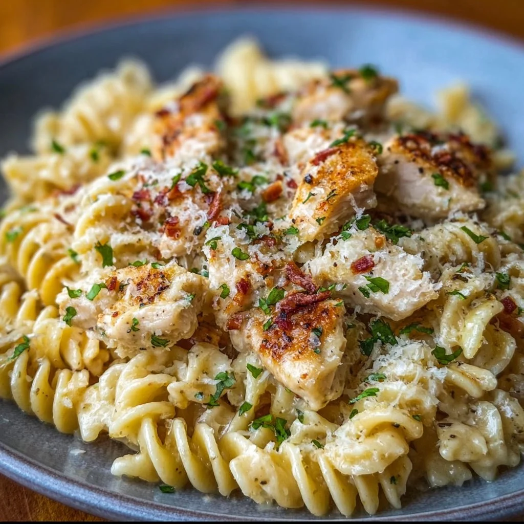 Crockpot Garlic Parmesan Chicken Pasta