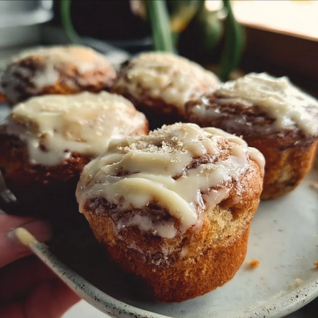 Gluten-free cream cheese frosted muffins with a rich frosting on top