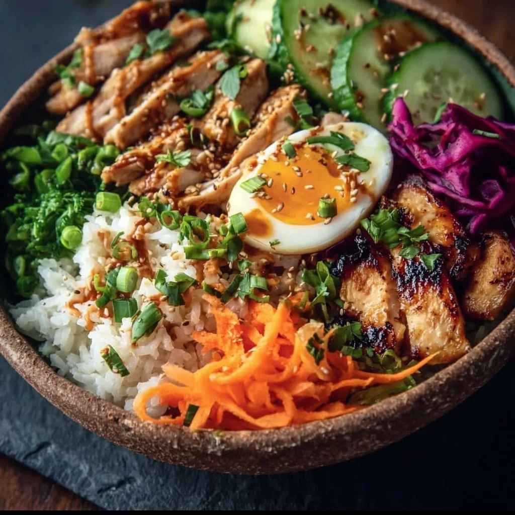 High Protein Buddha Bowl with colorful vegetables and grains