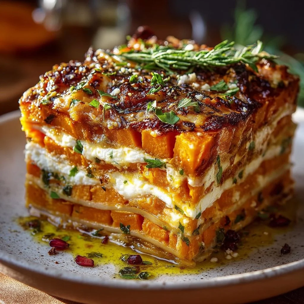 Layered Sweet Potato, Butternut Squash, and Parsnips Lasagna