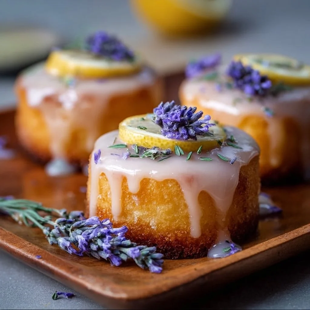 Mini Lemon Cakes With Lavender Glaze