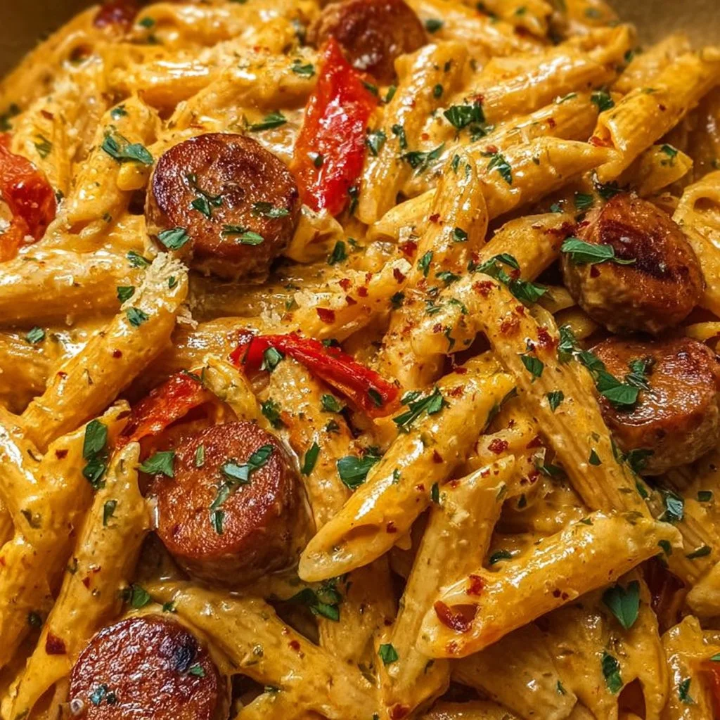One-Pot Creamy Spicy Cajun Sausage Pasta