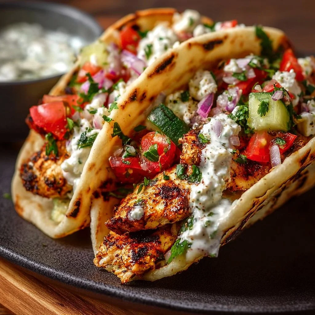 Quick Mediterranean Chicken Tacos 2 Quick Mediterranean Chicken Tacos