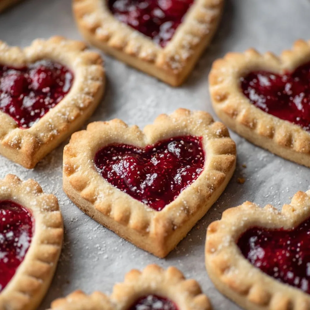 Raspberry Chia Jam Heart-Shaped Linzer Cookies