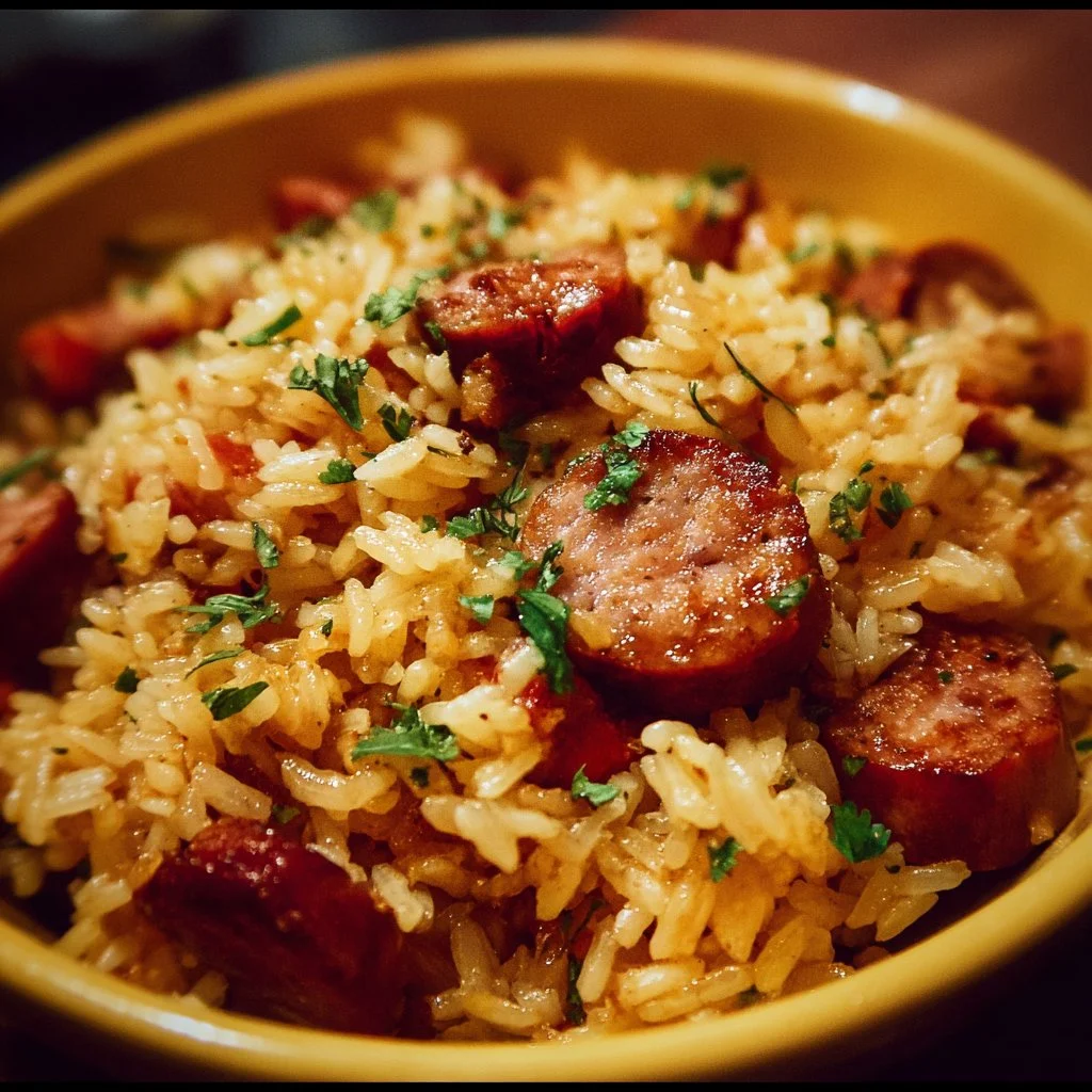Delicious Rice and Italian Sausage dish served in a bowl