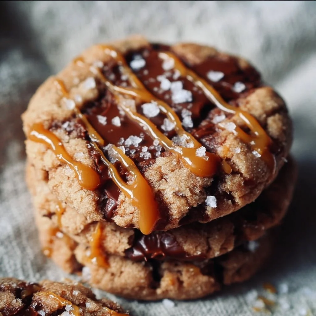 Delicious Sea Salt Caramel Cookies with a sprinkle of sea salt