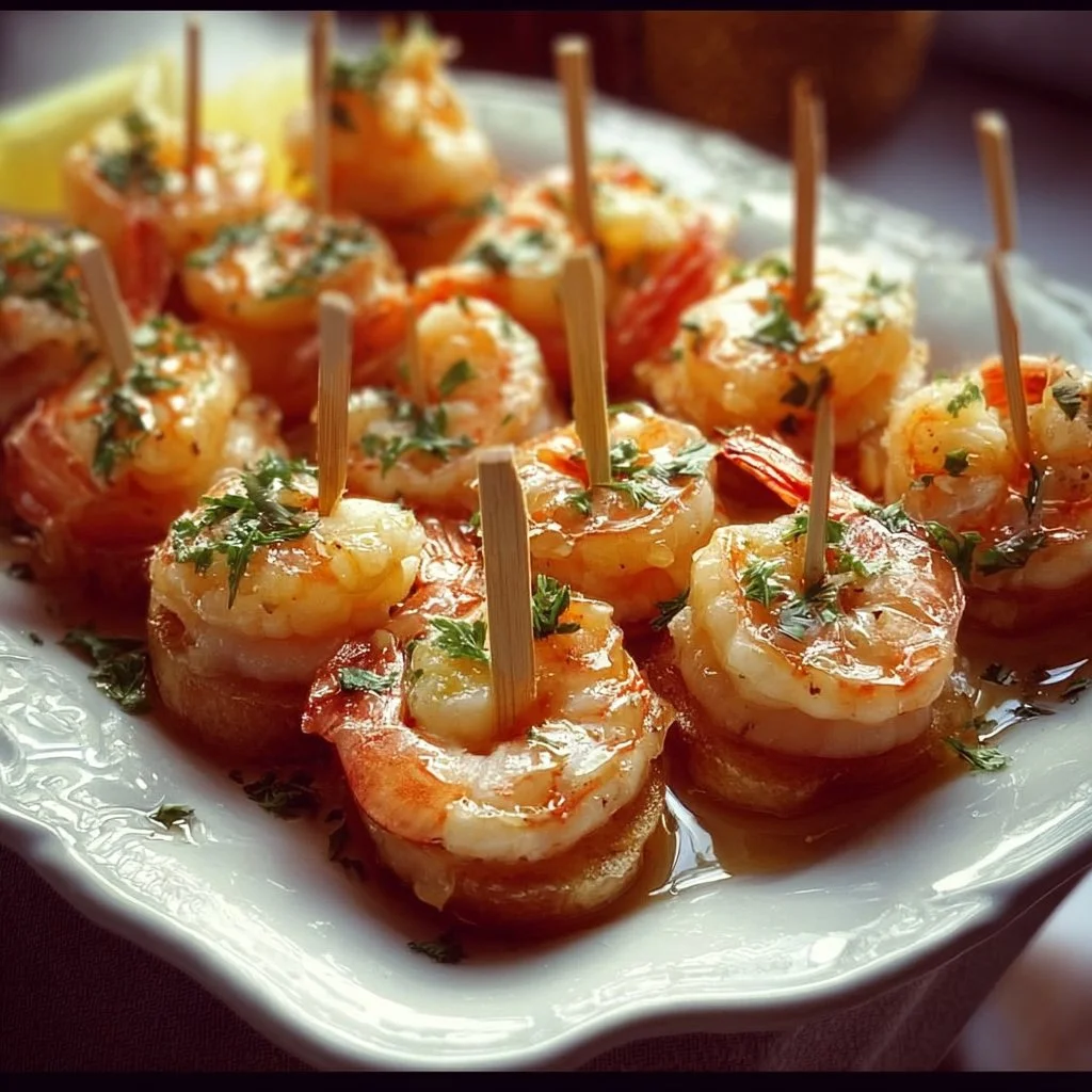 Shrimp cocktail bites served on a platter with cocktail sauce