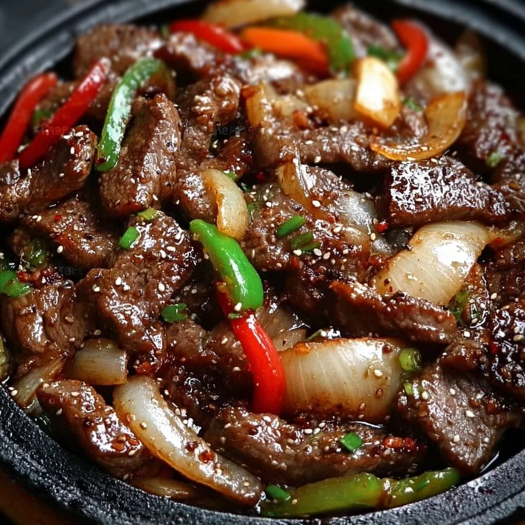 Sizzling Chinese Pepper Steak with Onions