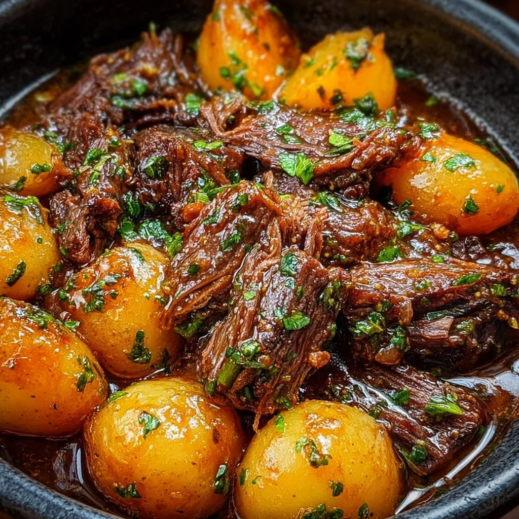 Slow Cooker Garlic Butter Beef with Potatoes 2 Slow Cooker Garlic Butter Beef with Potatoes
