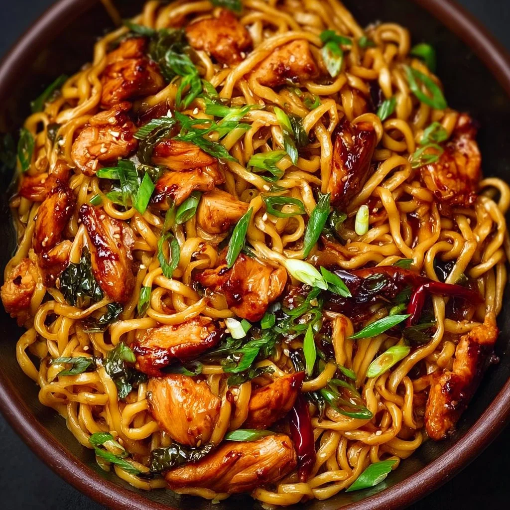 Sticky Garlic Chicken Noodles