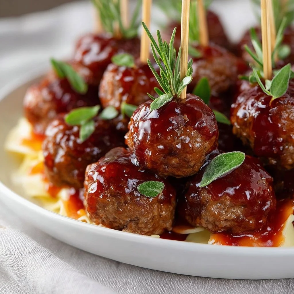 Sweet and Savory Meatballs with Grape Jelly Glaze