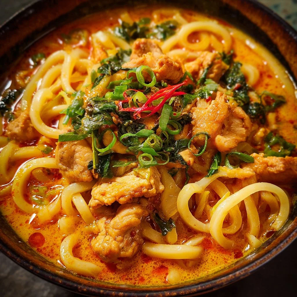 Thai-Inspired Coconut Red Curry Chicken Udon 2 Thai-Inspired Coconut Red Curry Chicken Udon