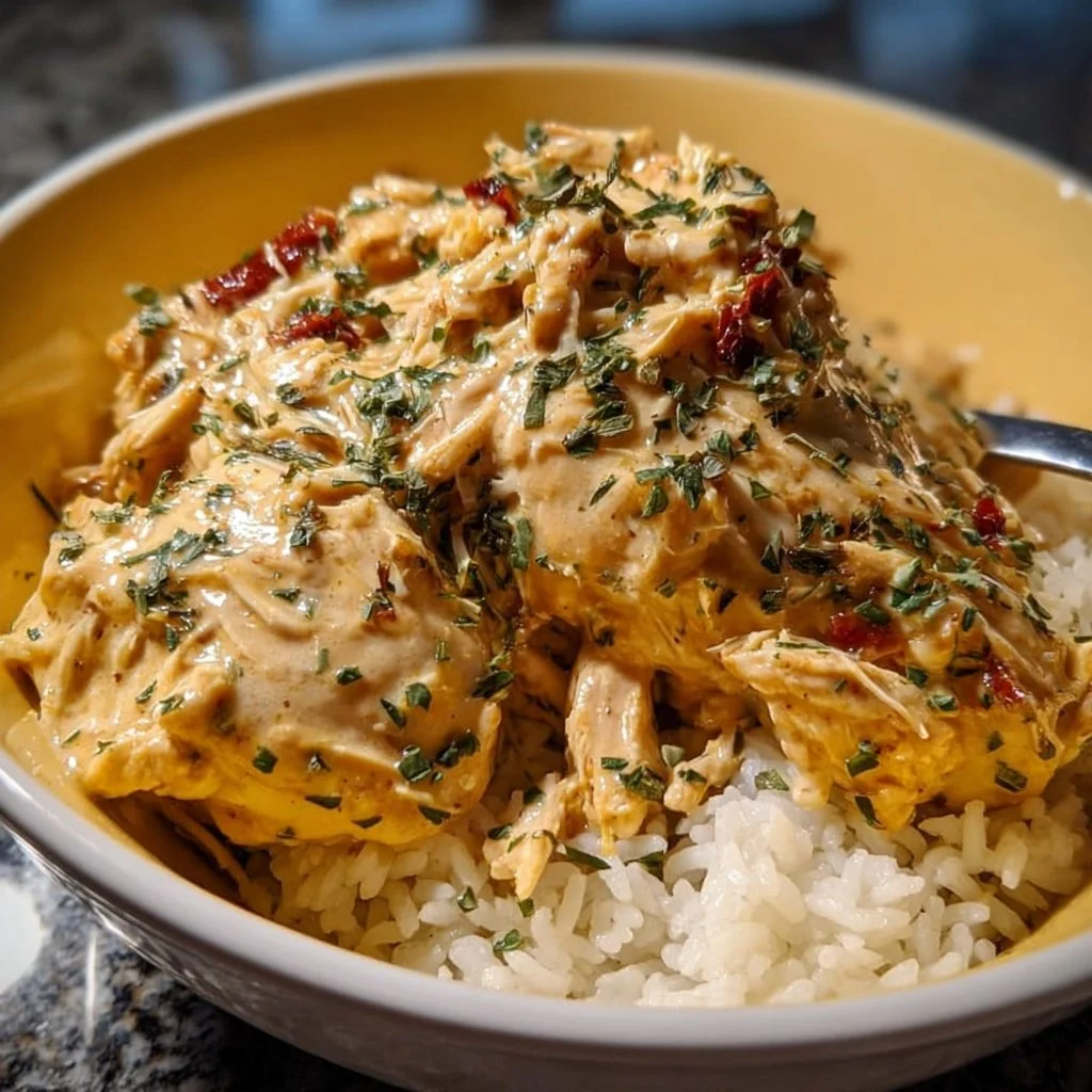 The Ultimate Creamy Crockpot Marry Me Chicken: Easy Weeknight Dinner That Impresses 3 Creamy crockpot Marry Me Chicken served on a plate with herbs.