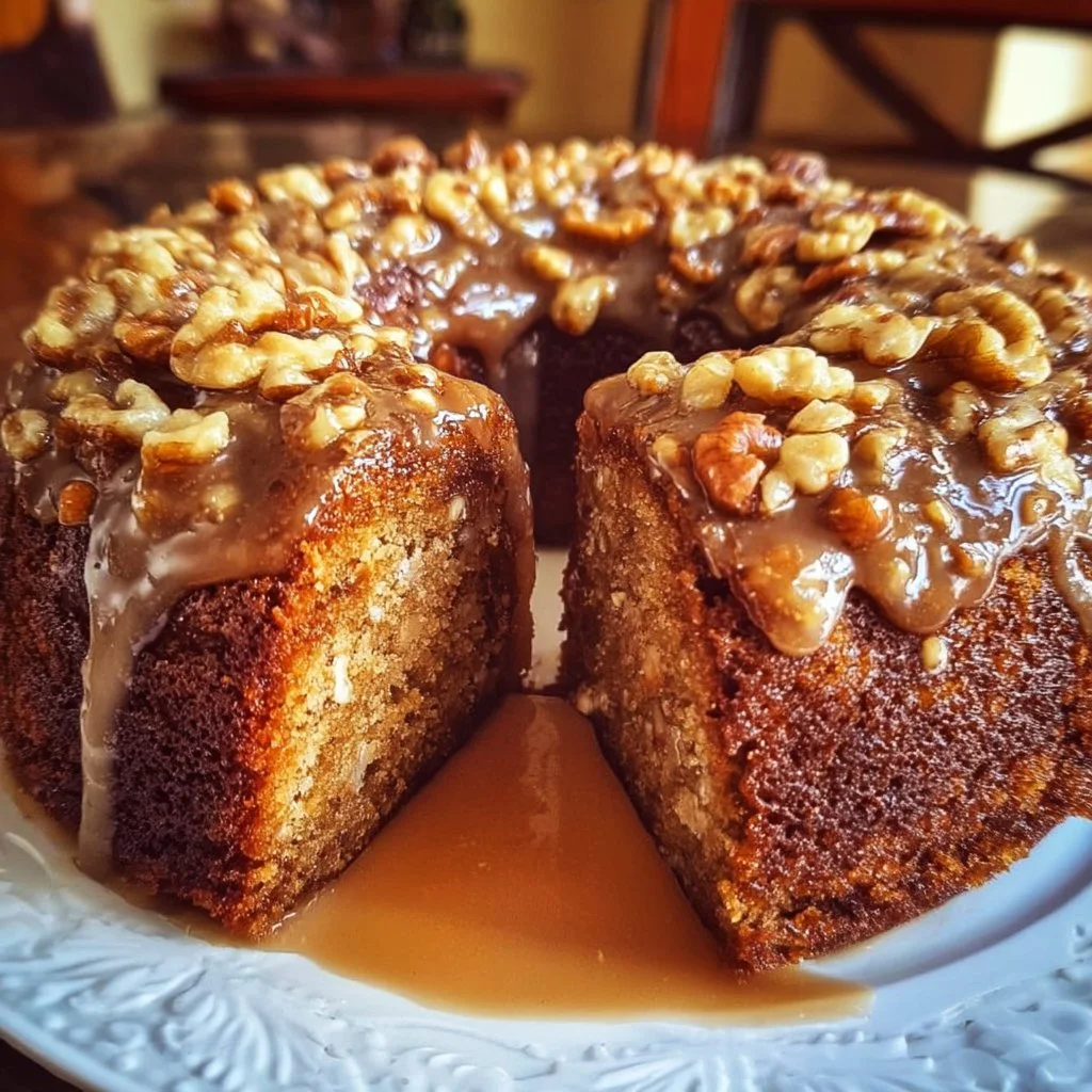 Delicious gluten-free Walnut Cinnamon Cake with a sprinkle of cinnamon