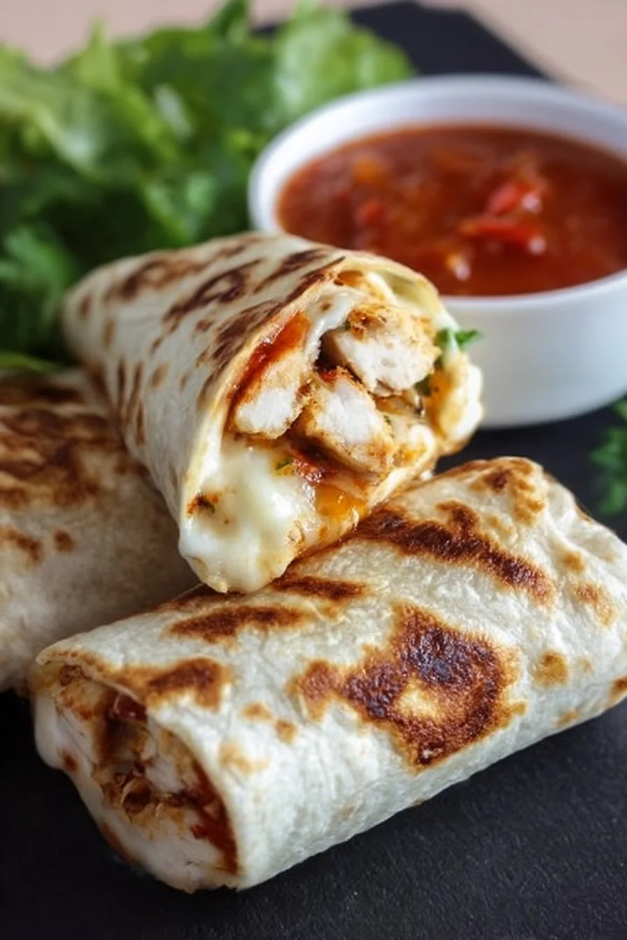 Air Fryer Chicken & Mozzarella Wraps 1 Delicious air fryer chicken and mozzarella wraps ready to eat