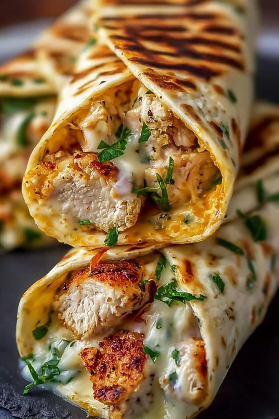 Cheesy Garlic Chicken Wraps