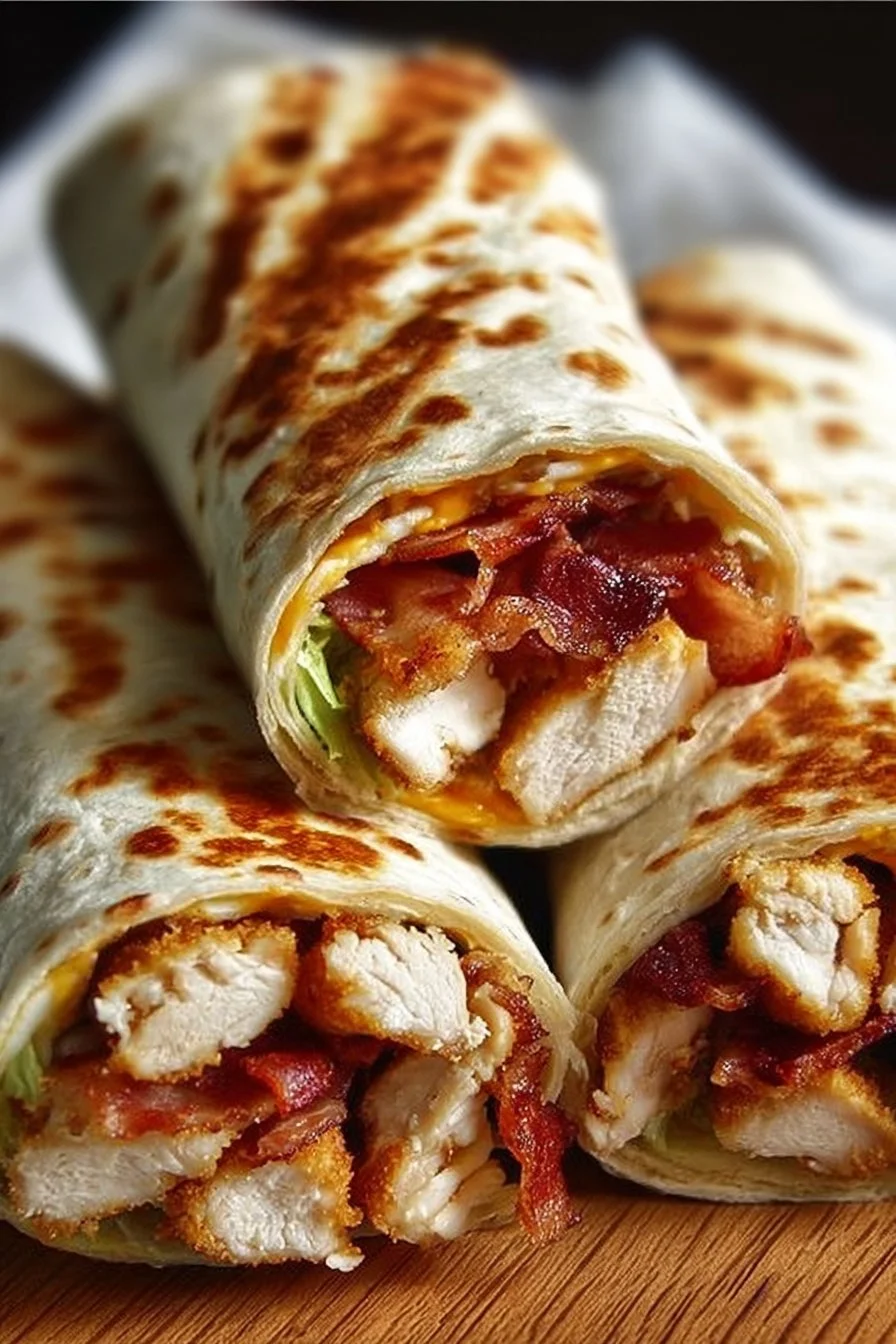 Chicken Bacon Wraps 1 Delicious Chicken Bacon Wraps served with fresh vegetables