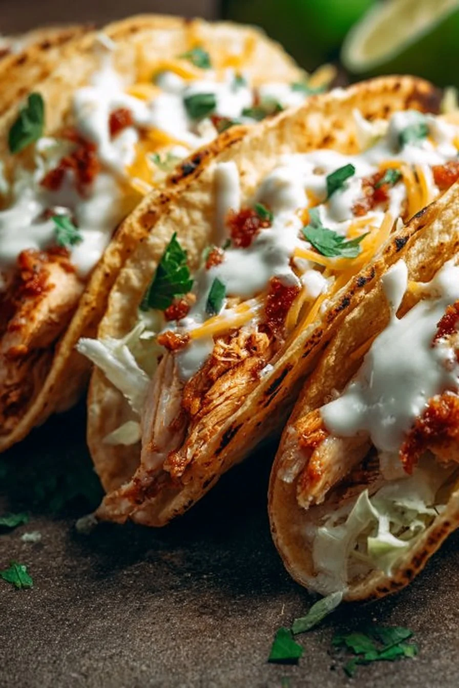 Creamy Cheddar Ranch Chicken Tacos