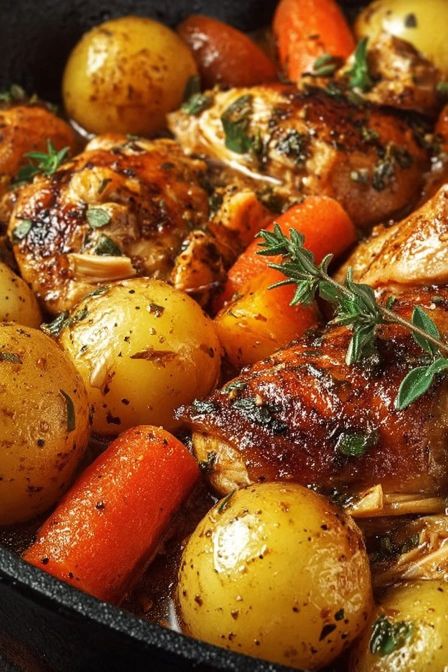 Garlic Butter Chicken with Potatoes and Carrots