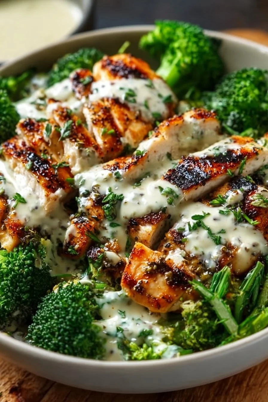 Grilled Chicken Broccoli Bowls with Creamy Garlic Sauce 2 Grilled Chicken Broccoli Bowls with Creamy Garlic Sauce