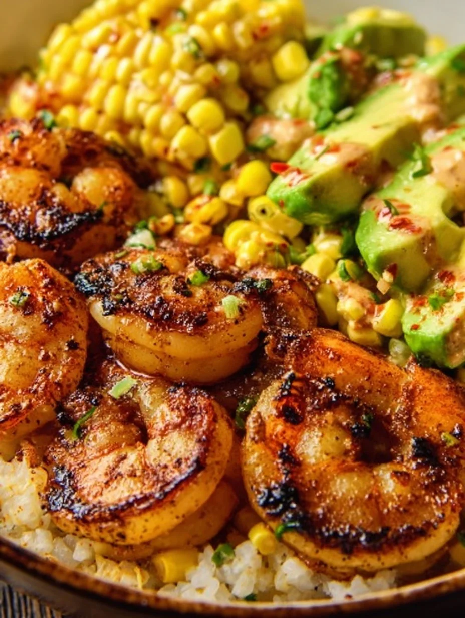 Grilled Shrimp Bowl with Avocado Corn Salsa