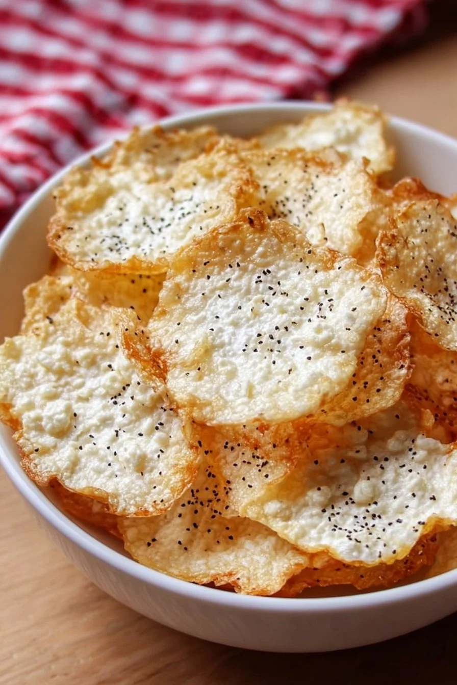 High-protein cottage cheese chips for a healthy snack option.