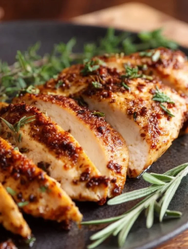 Delicious boneless skinless chicken breasts prepared using Ina Garten's recipe.