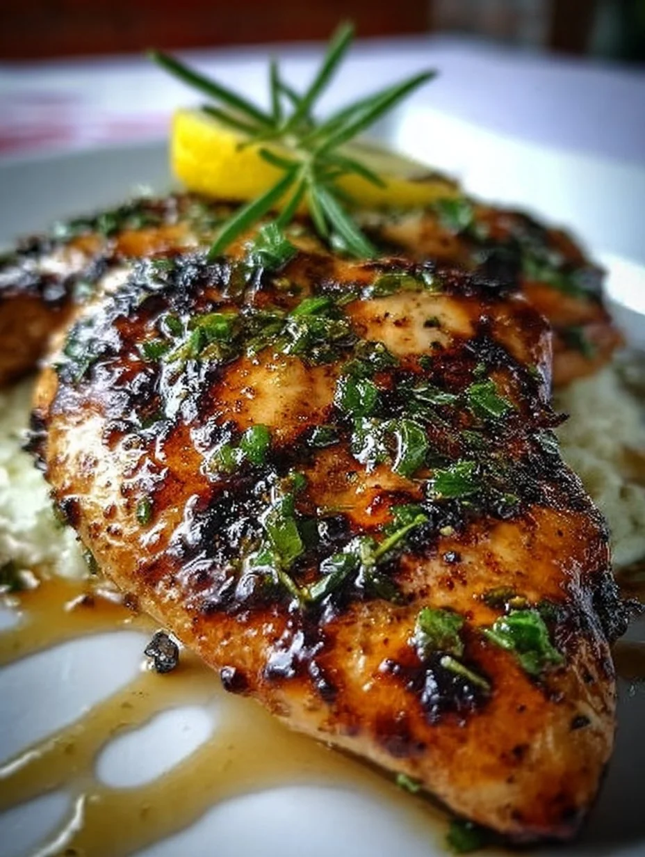 Delicious Key West grilled chicken served with fresh herbs and vibrant sides