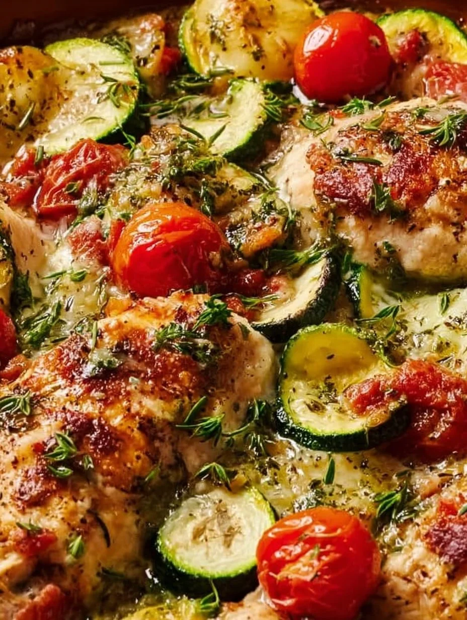 Mediterranean Chicken Zucchini Bake
