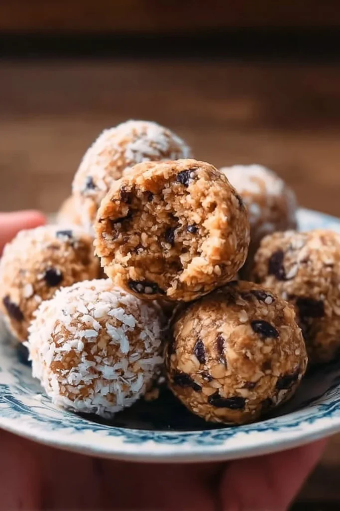 No bake protein balls made with oats and nuts for a healthy snack