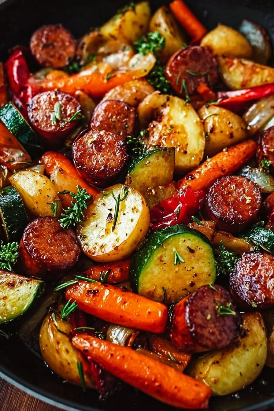 One-Pan Honey Garlic Kielbasa with colorful veggies for a quick family meal