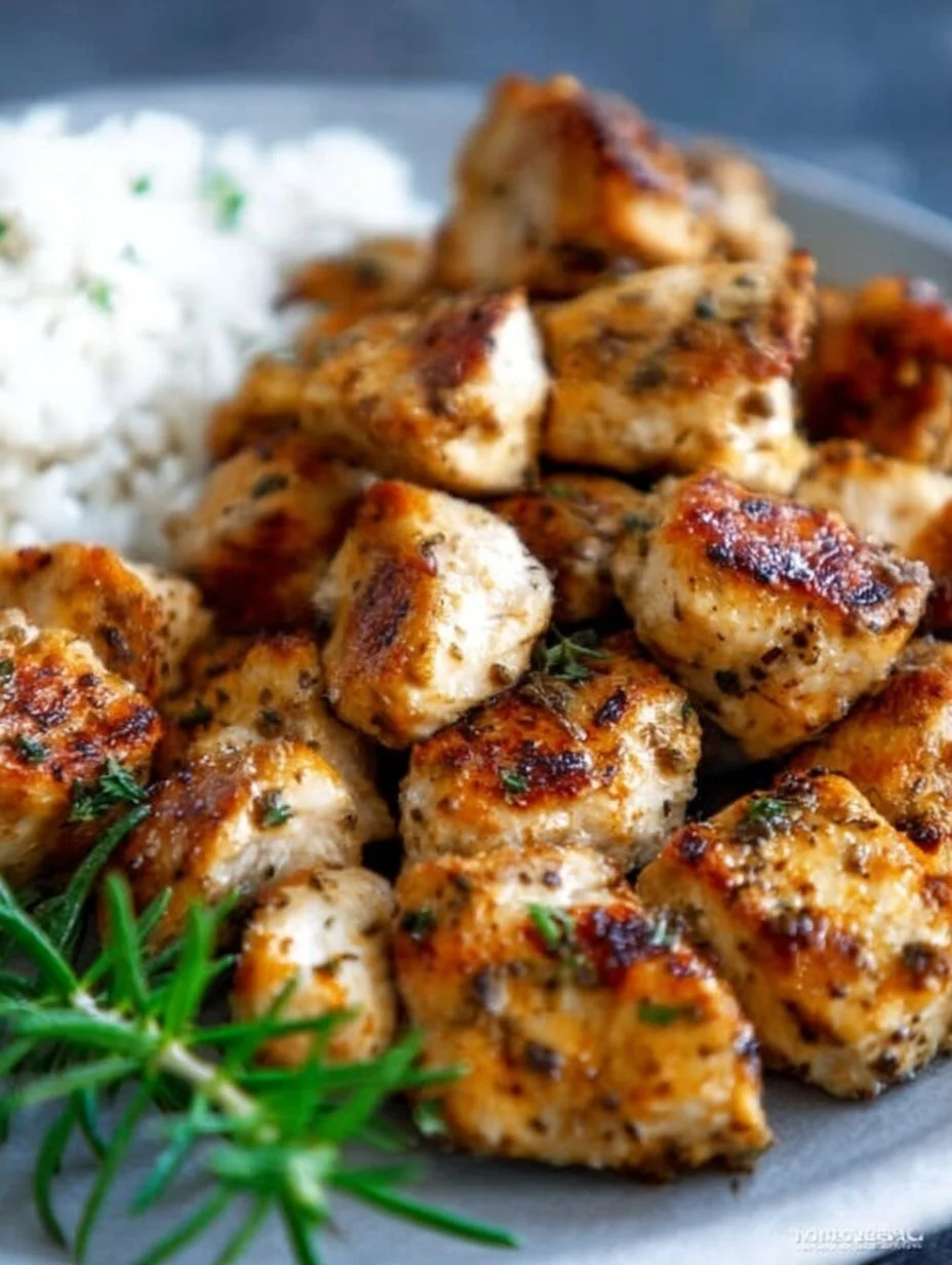 These bite-size succulent chicken breast morsels are seasoned, seared to perfection, …