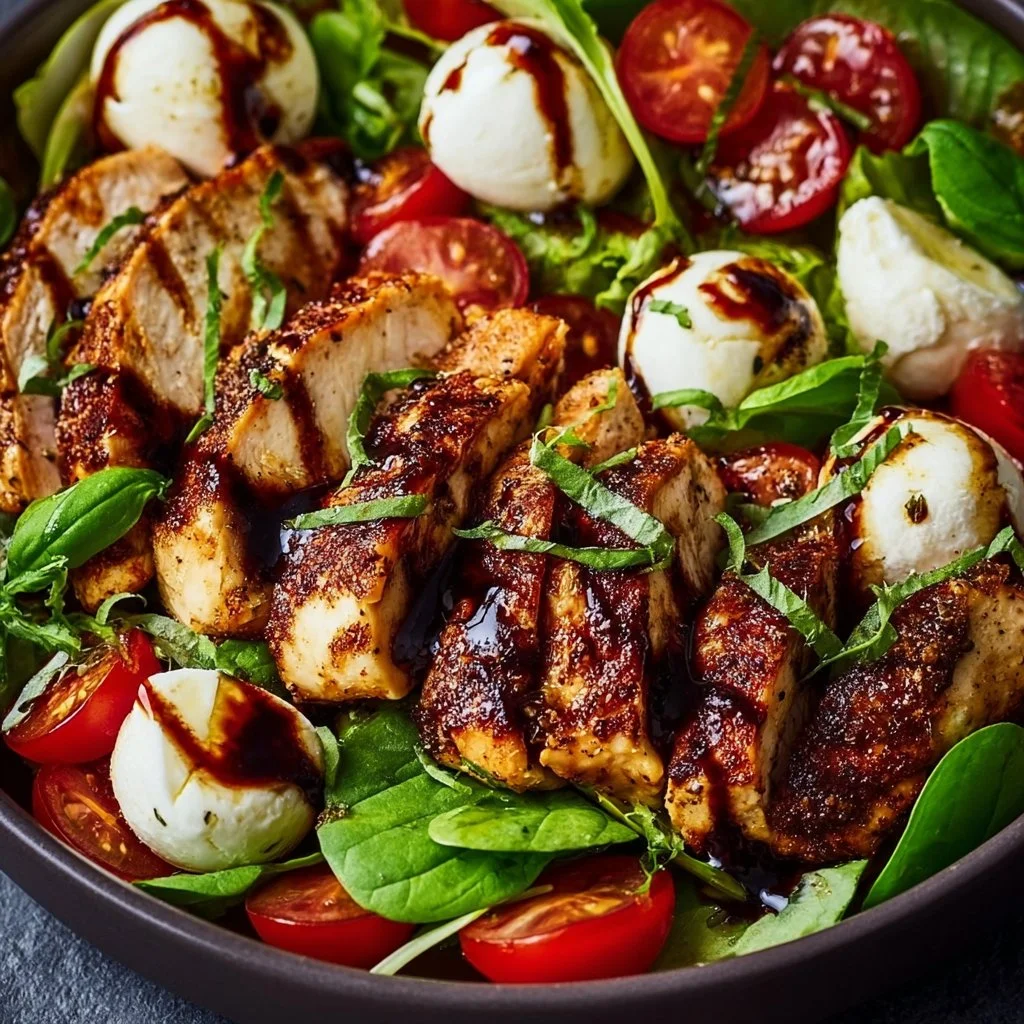 Baked Marinated Chicken Salad with Mozzarella and Balsamic Vinaigrette