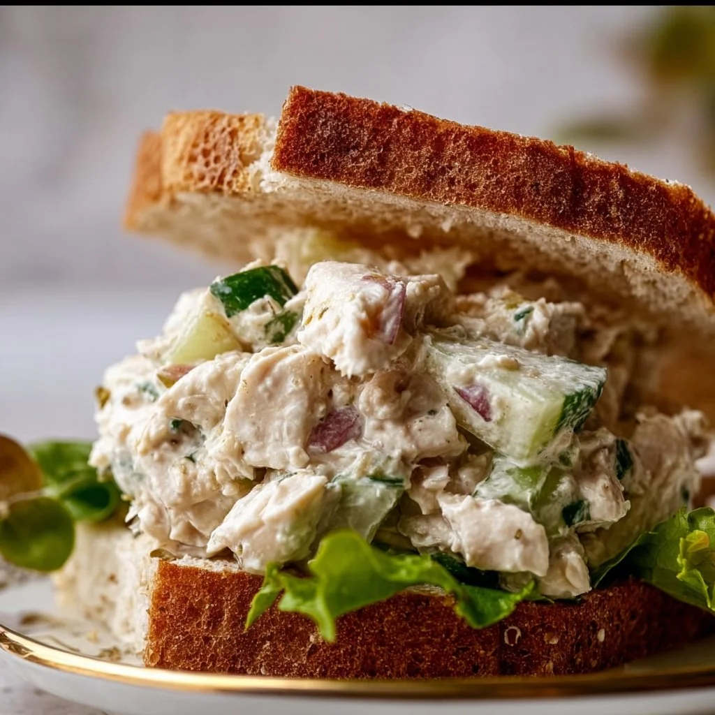 Delicious classic chicken salad with fresh vegetables and dressing