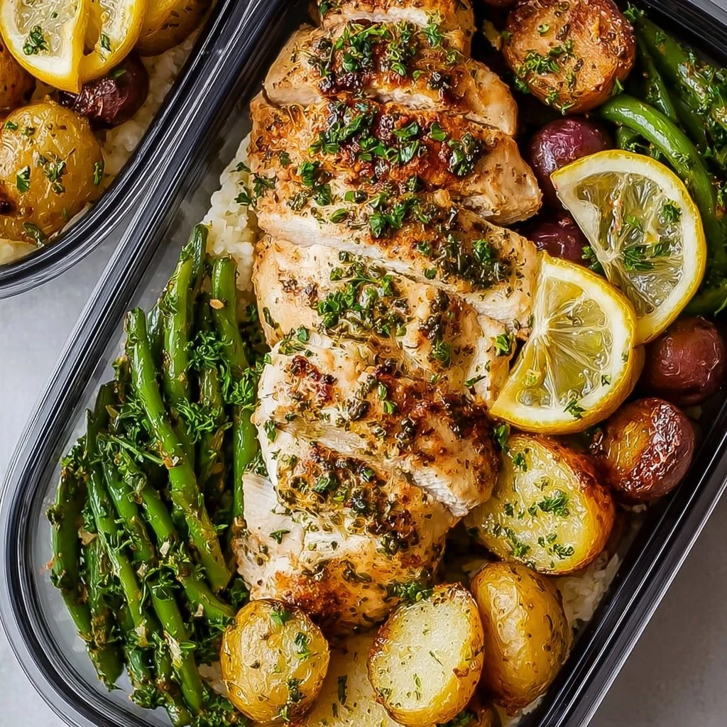 Healthy Lemon Garlic Chicken Meal Prep Bowls (Quick Recipe!)