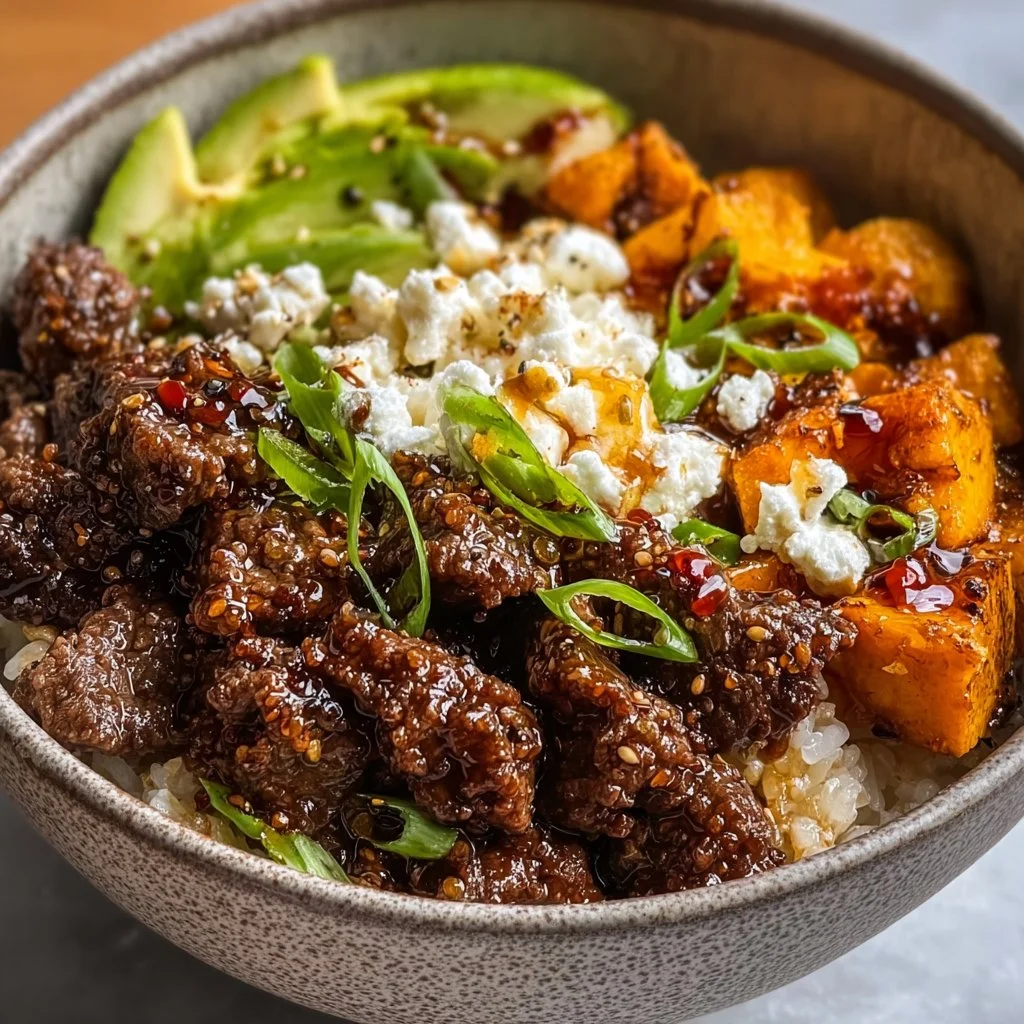 High Protein Hot Honey Beef Bowl