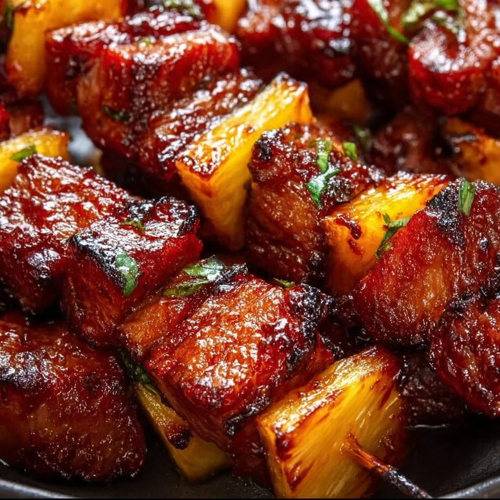 Pineapple BBQ Pork Skewers