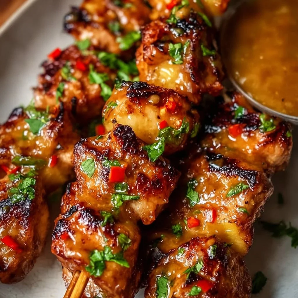 Spicy Pineapple Bang Bang Chicken Skewers